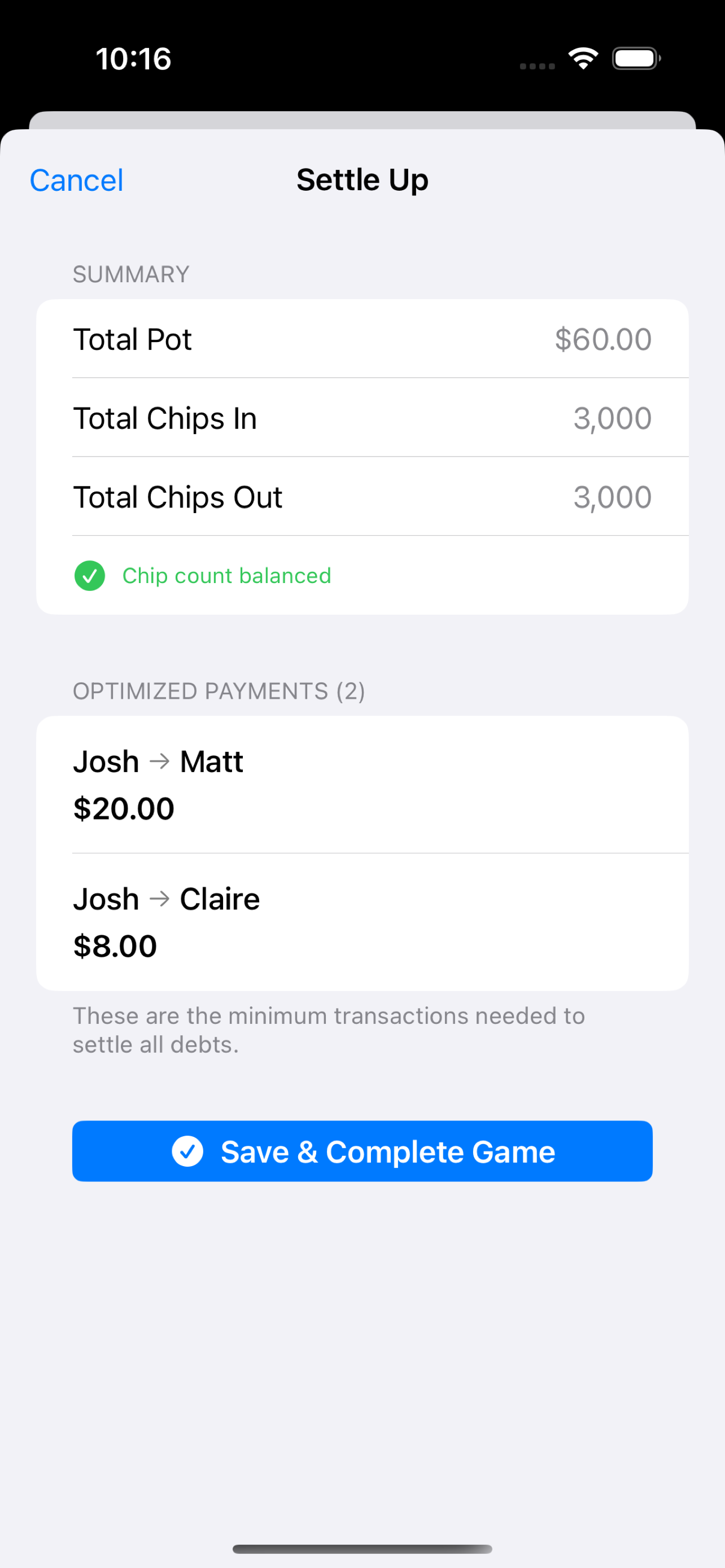 PokerSettle Screenshot 4